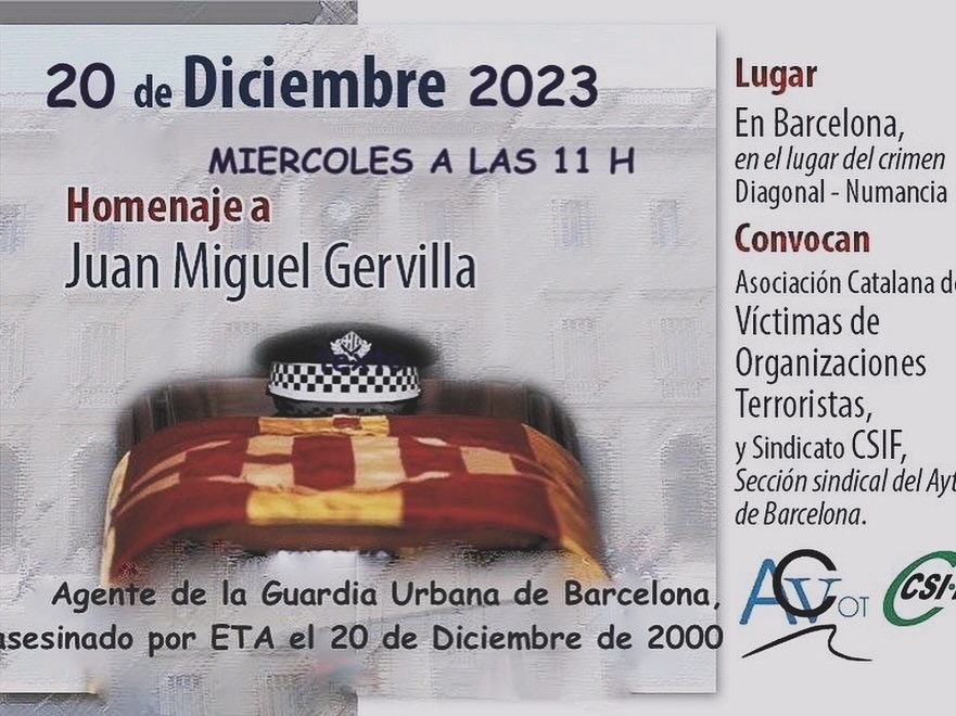 Homenaje al Guardia Urbano asesinado por ETA el 20/12/2000 en Barcelona